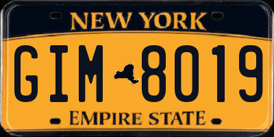 NY license plate GIM8019
