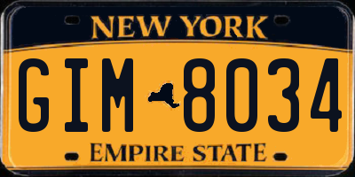 NY license plate GIM8034