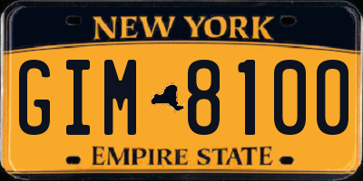 NY license plate GIM8100