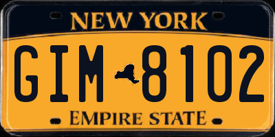 NY license plate GIM8102