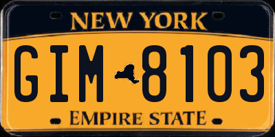 NY license plate GIM8103