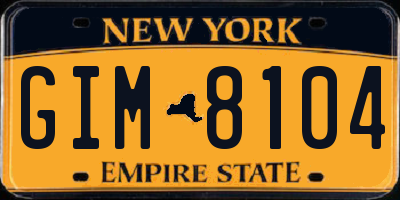 NY license plate GIM8104