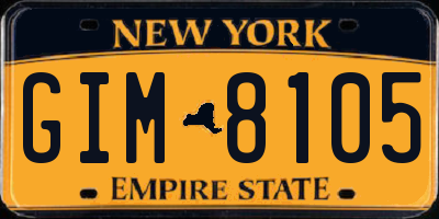 NY license plate GIM8105
