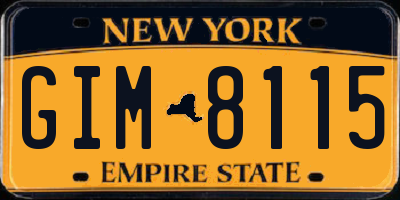 NY license plate GIM8115