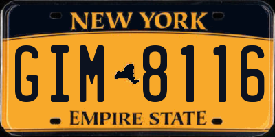 NY license plate GIM8116