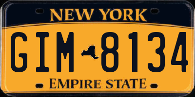 NY license plate GIM8134