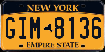 NY license plate GIM8136