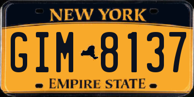 NY license plate GIM8137