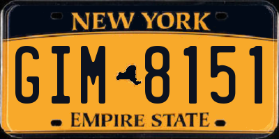 NY license plate GIM8151