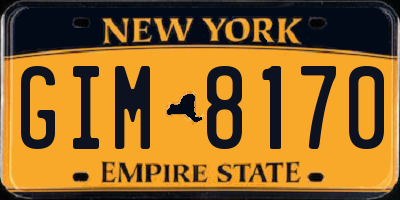 NY license plate GIM8170