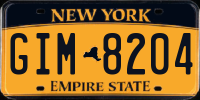 NY license plate GIM8204