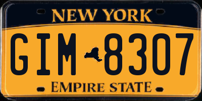 NY license plate GIM8307