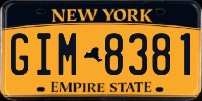 NY license plate GIM8381