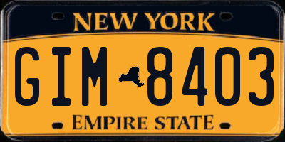NY license plate GIM8403