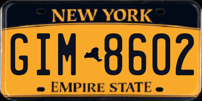 NY license plate GIM8602
