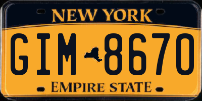 NY license plate GIM8670