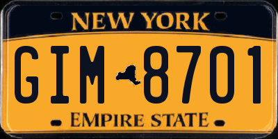 NY license plate GIM8701