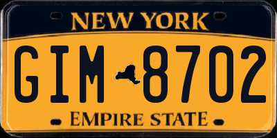 NY license plate GIM8702