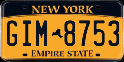 NY license plate GIM8753