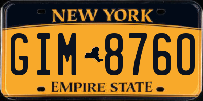 NY license plate GIM8760