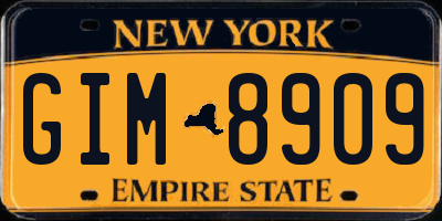 NY license plate GIM8909