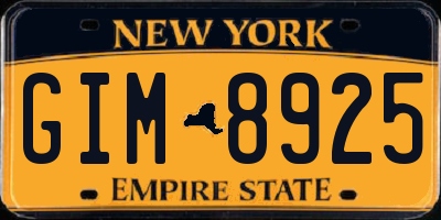 NY license plate GIM8925