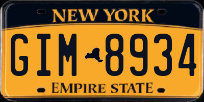 NY license plate GIM8934