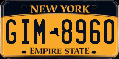 NY license plate GIM8960