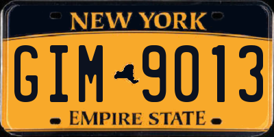 NY license plate GIM9013