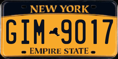 NY license plate GIM9017