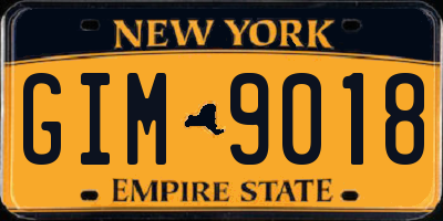 NY license plate GIM9018