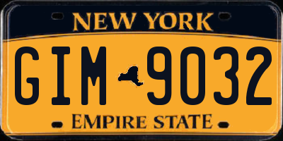 NY license plate GIM9032