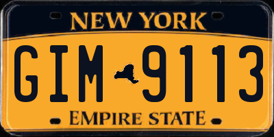 NY license plate GIM9113