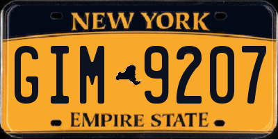 NY license plate GIM9207