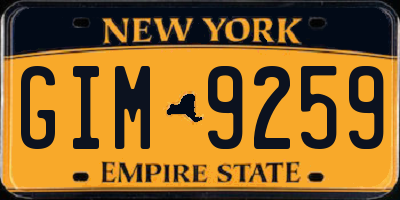 NY license plate GIM9259