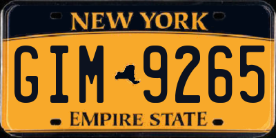 NY license plate GIM9265