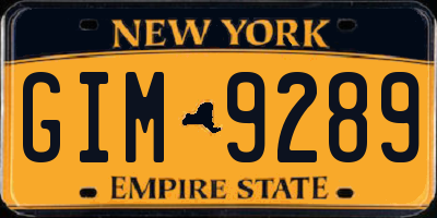 NY license plate GIM9289