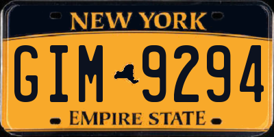 NY license plate GIM9294
