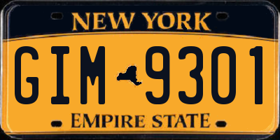 NY license plate GIM9301