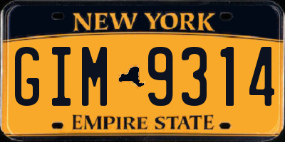 NY license plate GIM9314