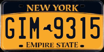 NY license plate GIM9315