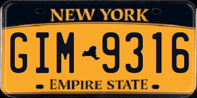 NY license plate GIM9316