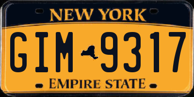 NY license plate GIM9317