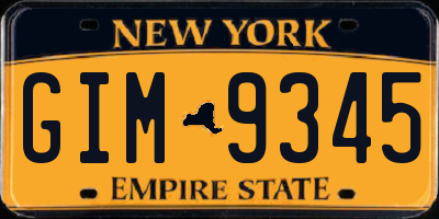 NY license plate GIM9345