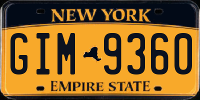 NY license plate GIM9360
