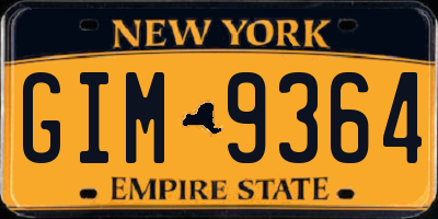 NY license plate GIM9364
