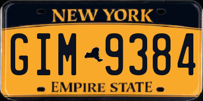 NY license plate GIM9384