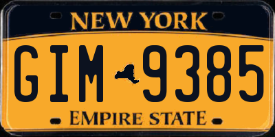 NY license plate GIM9385