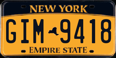NY license plate GIM9418