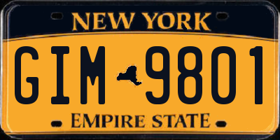 NY license plate GIM9801